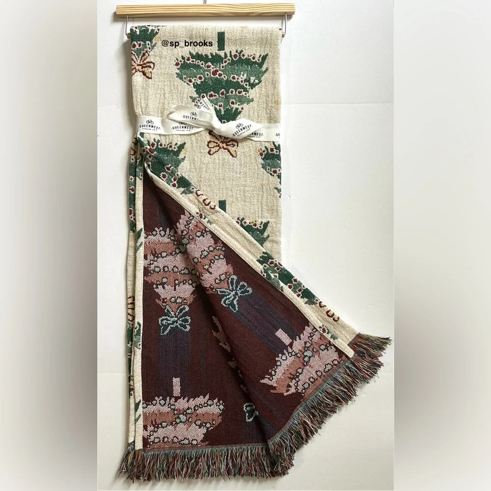 🎁Queenwest Decorative Throw - Jacquard - Reversible Christmas Holiday Throw